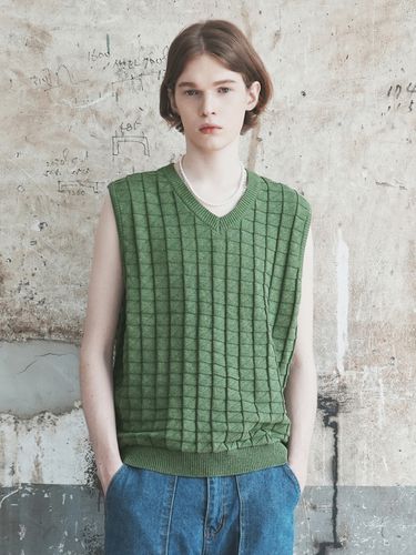 Knit Vest [Khaki] - WAAR FOR MEN - Modalova