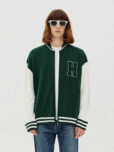 Wool Varsity Stadium Knit Jacket_Green - V2 - Modalova