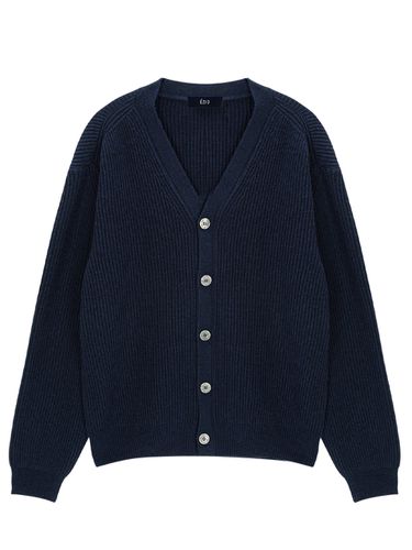 Bold Rib V-Neck Knit Cardigan - EZIO - Modalova