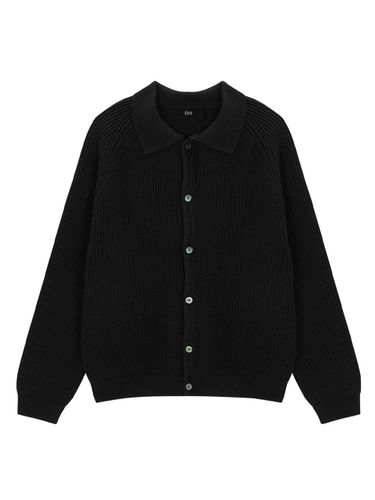 Bold Rib Raglan Collar Knit Cardigan - EZIO - Modalova