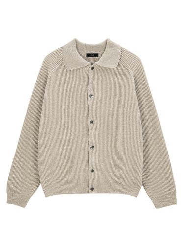 Bold Rib Raglan Collar Knit Cardigan - EZIO - Modalova