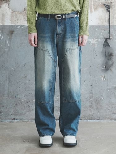 Wide Work Denim Pants [Deep Blue] - WAAR FOR MEN - Modalova