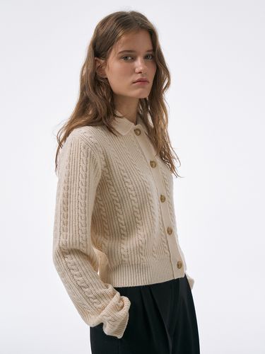 Cable Collar Cardigan - Lamerei - Modalova