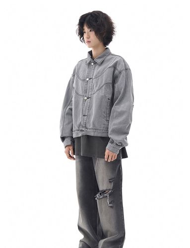 Wavy Gray Denim Jacket - NON FLOOR - Modalova