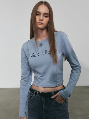 Nicole Pintuck LS Crop Top - Blue - NICK&NICOLE - Modalova