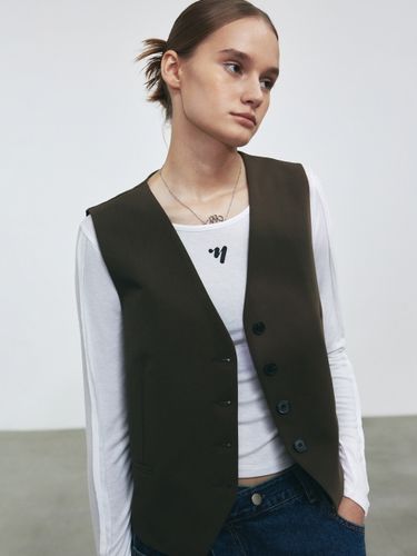 Single Breasted Buckle Vest - Brown - NICK&NICOLE - Modalova