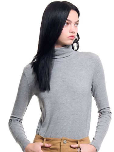 Slit Turtleneck T-Shirt - Gray - GENERAL IDEA - Modalova