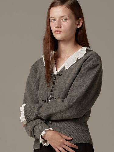 Ribbon Point Knit Cardigan - BEMUSE MANSION - Modalova