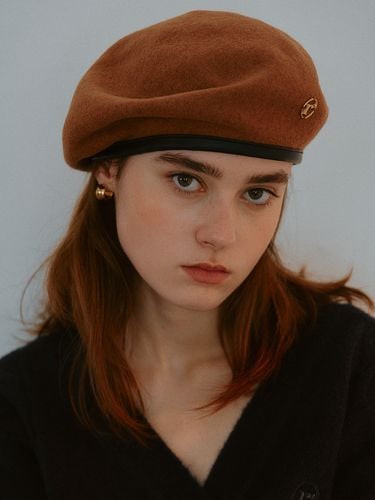 Leather Line Wool Beret Beige - ROLAROLA - Modalova