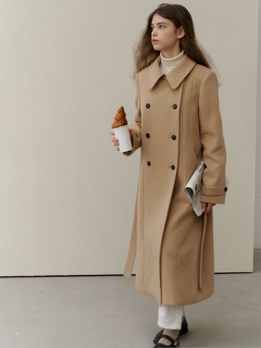 Double Button Long Coat - FLOWOOM - Modalova