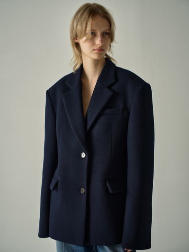 Cashmere Hourglass Half Coat - Navy - FACADE PATTERN - Modalova