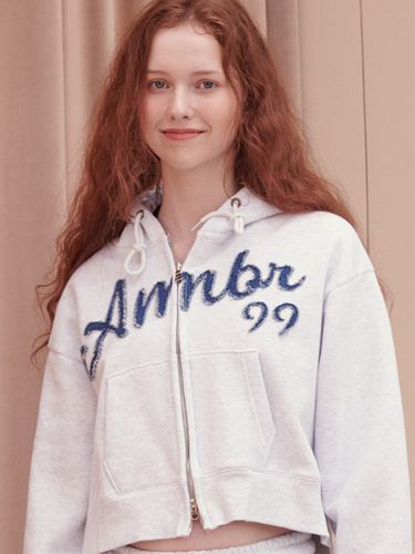 Denim Crop Zip Up Hoodie Jacket - AMBLER - Modalova