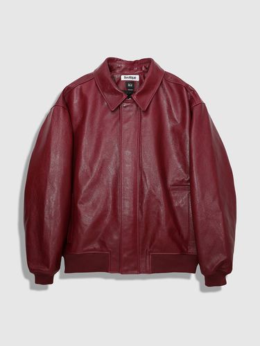 Taxi Bomber Leather Jacket_Burgundy - 86d - Modalova