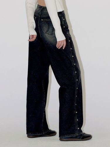 Side Fasten Denim Pants - Black - DIAGONAL - Modalova