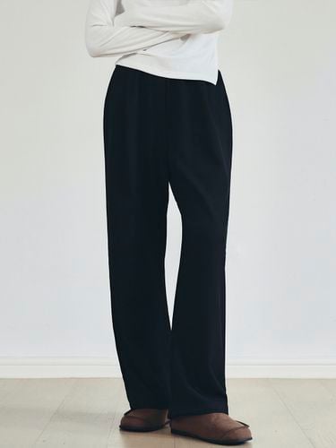 Natural Elastic Wide Slacks (Black) - LOEIL - Modalova