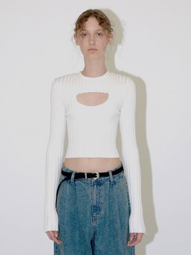 Ribbed Hole Knit Top - DIAGONAL - Modalova