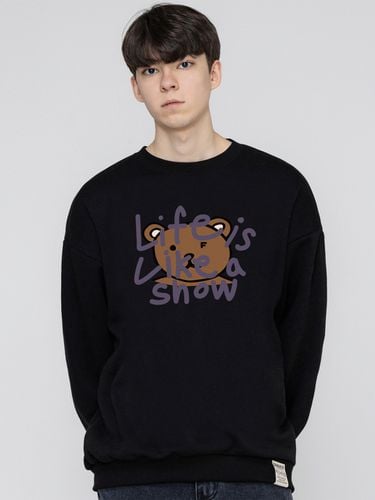 UNISEX]Big Drawing Letter Bear Sweatshirt_Black - GRAVER - Modalova