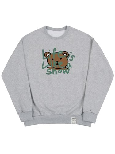 UNISEX] Big Drawing Letter Bear Sweatshirt_Grey - GRAVER - Modalova