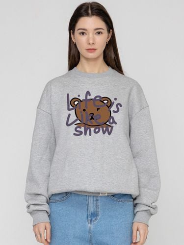 UNISEX] Big Drawing Letter Bear Sweatshirt_Grey - GRAVER - Modalova