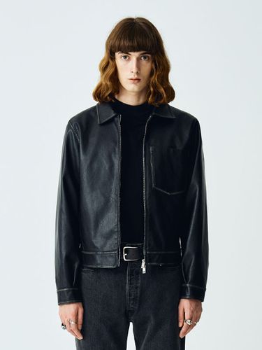 Cropped Washing Leather Jacket_Black - V2 - Modalova