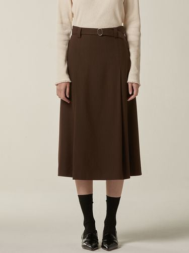 Side Tuck Midi Skirt - Brown - BEMUSE MANSION - Modalova