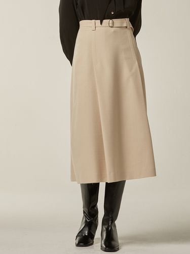 Side Tuck Midi Skirt - Light Beige - BEMUSE MANSION - Modalova