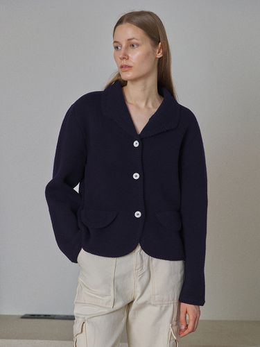 Collar Wool knit Jacket (Navy) - Laminez - Modalova