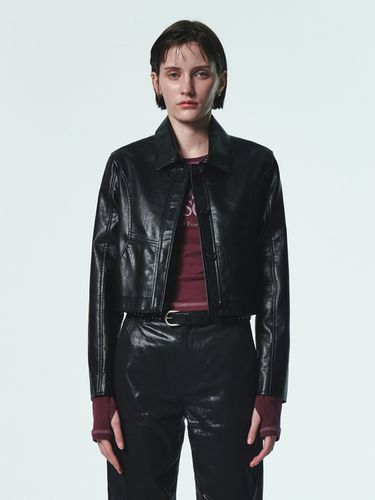 Leather Cropped Jacket - Black - Current - Modalova