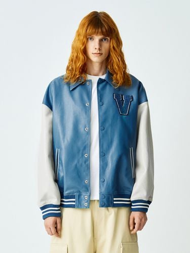 Varsity Leather Jacket_Sky Blue - V2 - Modalova