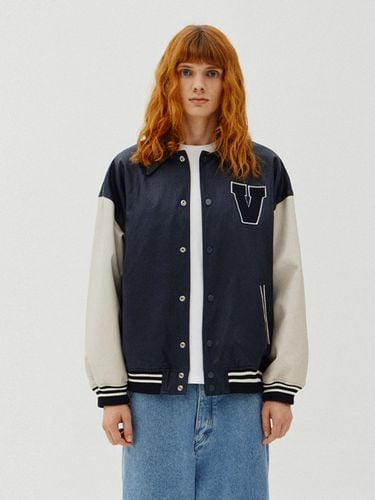 Varsity Leather Jacket_Navy - V2 - Modalova