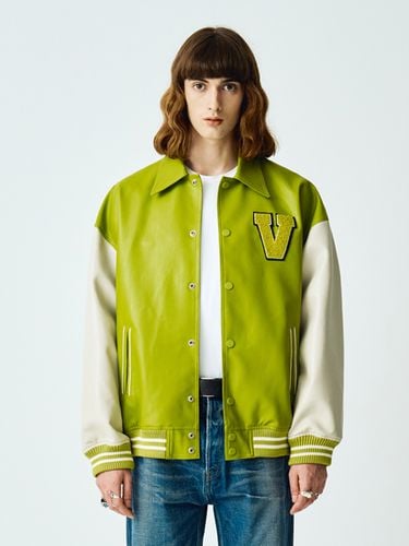 Varsity Leather Jacket_Light Green - V2 - Modalova