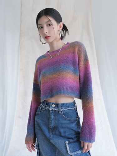 Wool Gradation Crop Knit_Rainbow - AVANDRESS - Modalova