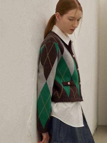 Haze Argyle Knit Cardigan - Atelier Nain - Modalova