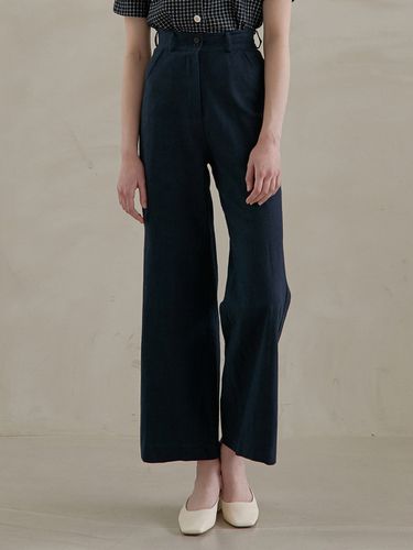 Linen Wide-Leg Pants - Navy - JOORTI - Modalova