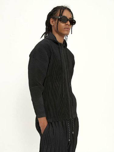 Two-way Pleated Zip-up Hoodie _ Black - MONPLISSE - Modalova