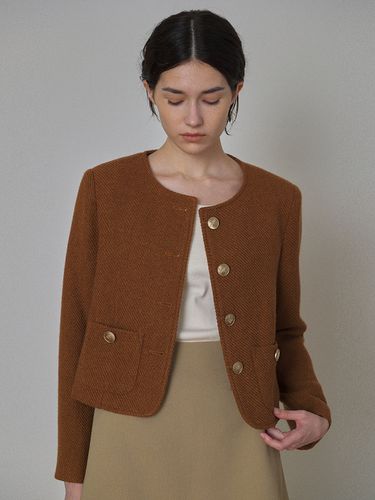 Tweed button Jacket (Brown) - Laminez - Modalova