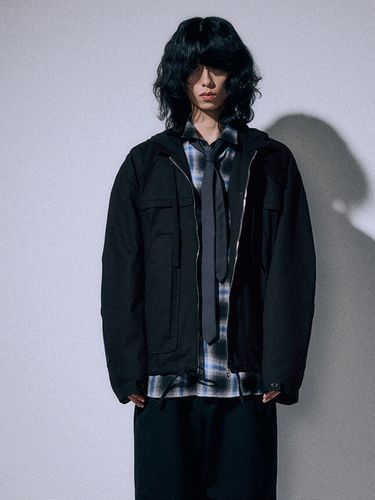 Trapeze Cotton Hooded Parka Jacket _ - AREUBAN - Modalova