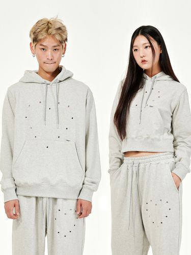 Type] Heart Eyelet Hoodie [Grey] - PIECEMAKER - Modalova