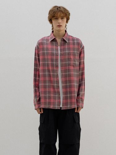 Flannel Plaid Shirt - Pink - BASEMOMENT - Modalova