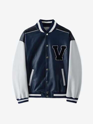 Varsity Leather Jacket_Navy - V2 - Modalova