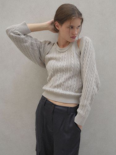 Halter-Neck Knit Top + Bolero Cardigan_3 Color - LOEUVRE - Modalova