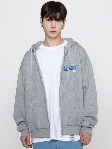 Baseball Logo Flower Smile Zip-Up Hoodie - GRAVER - Modalova