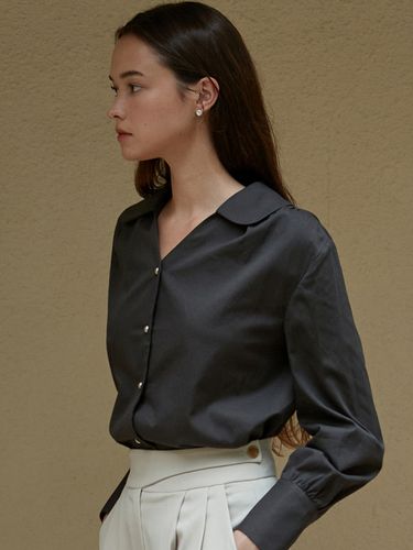 Flat Shirring Blouse - Charchoal - JOORTI - Modalova