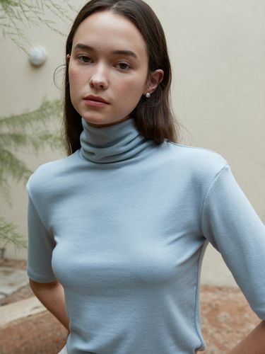 Half-Neck Polo T-shirt - Light Blue - JOORTI - Modalova