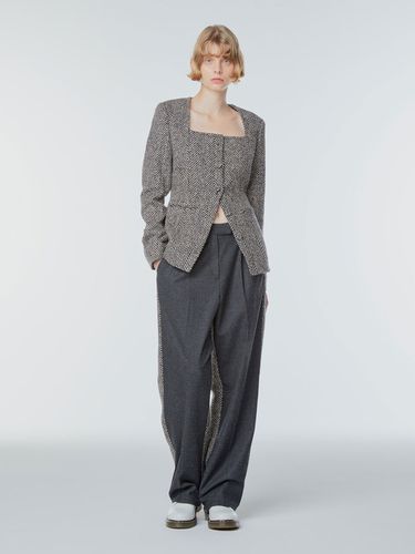 Mix Wool Blend Wide Leg Trousers - INSTANTFUNK - Modalova