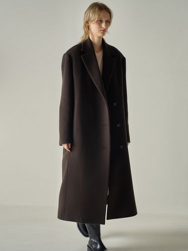 Cashmere Minimal Coat - Dark Brown - FACADE PATTERN - Modalova