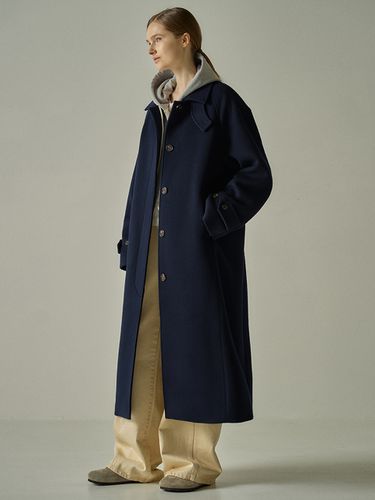 Cashmere Balmacaan Coat - Navy - FACADE PATTERN - Modalova