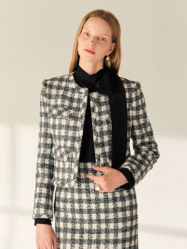 Fabiana Round Neck Gingham Tweed Jacket - BAU by Bride And You - Modalova