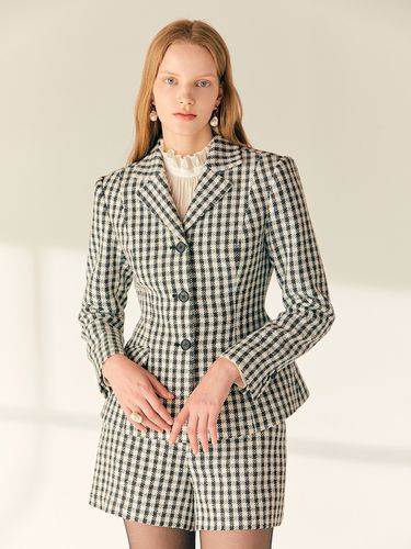 Halston Tailored Collar Gingham Tweed Jacket - BAU by Bride And You - Modalova