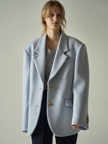 Cashmere Blazer Coat - Sky - FACADE PATTERN - Modalova